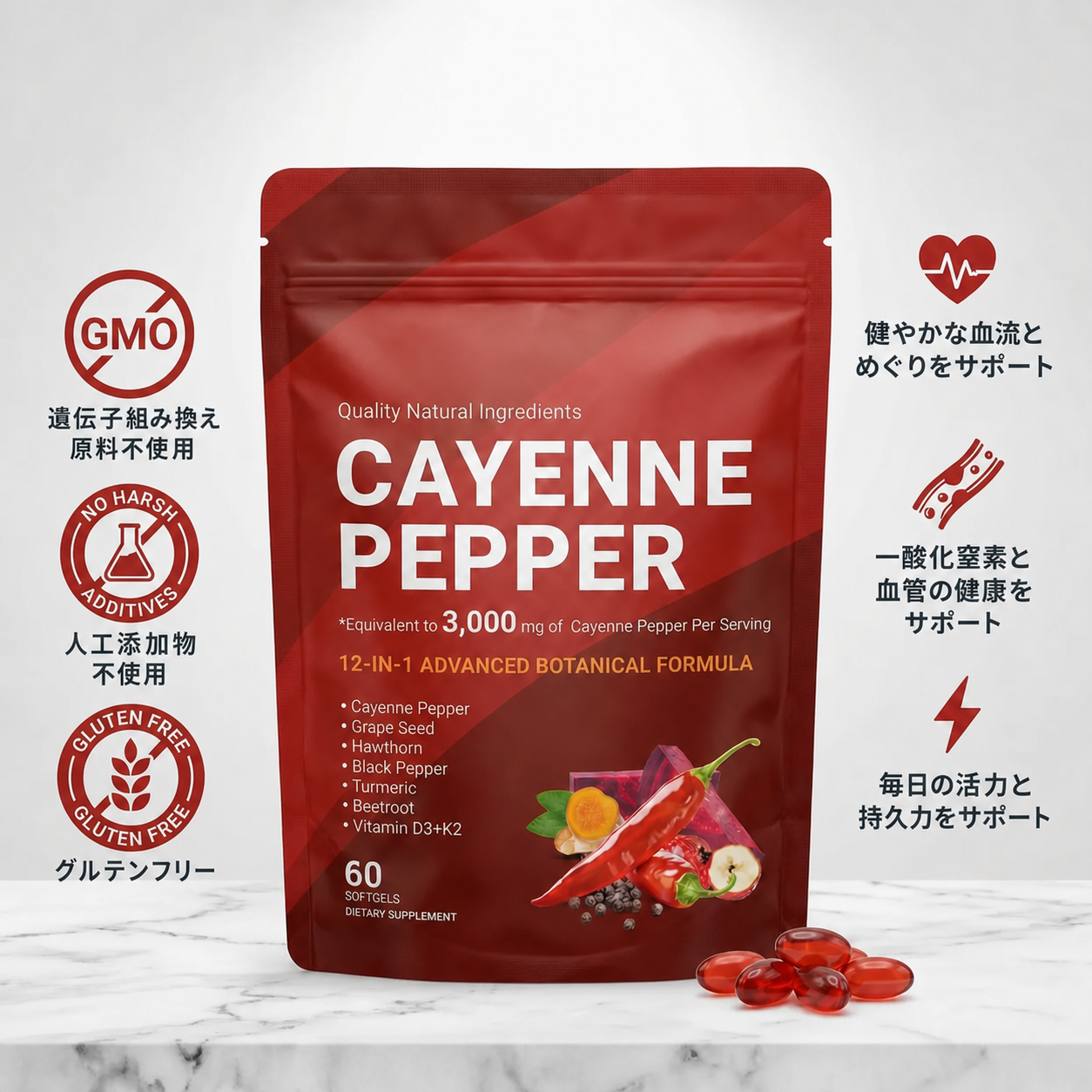 カイエンペッパー ソフトジェルのパッケージ